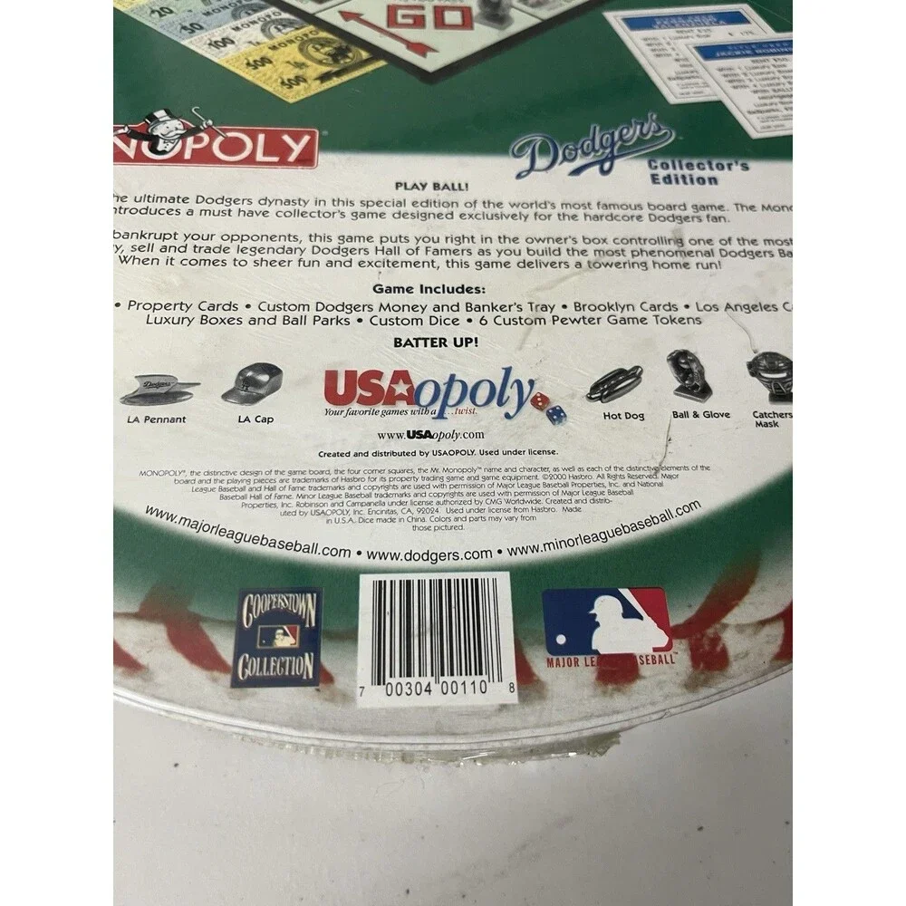 Vintage Monopoly MLB LA Dodgers Collector's  Edition Round Box Board Game NEW
